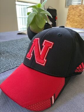 adidas Black and Red Baseball Cap with Embroidered N Logo